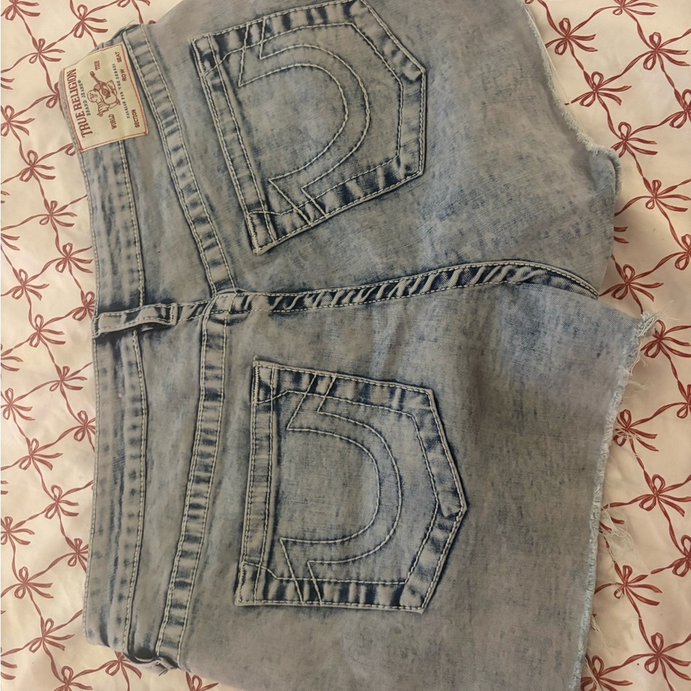 True Religion Light Blue Denim Shorts